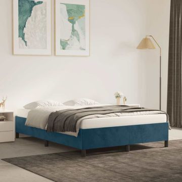 vidaXL Lovos rėmas be čiužinio tamsiai mėlynas 140x190 cm aksomas