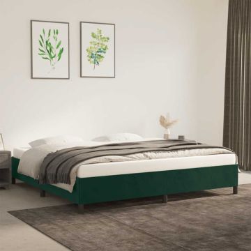 vidaXL Lovos rėmas be čiužinio tamsiai žalias 200x200 cm aksomas