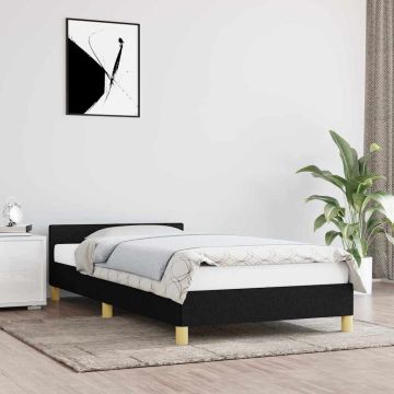 vidaXL Lovos rėmas su galvūgaliu be čiužinio, juodas, 80x200cm audinys