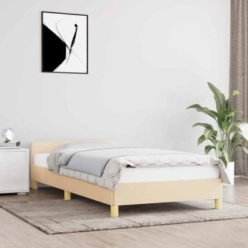 vidaXL Lovos rėmas su galvūgaliu be čiužinio kreminės 80x200cm audinys