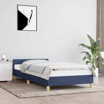 vidaXL Lovos rėmas su galvūgaliu be čiužinio, mėlynas 90x200cm audinys