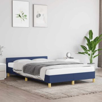 vidaXL Lovos rėmas su galvūgaliu be čiužinio mėlynas 120x200cm audinys