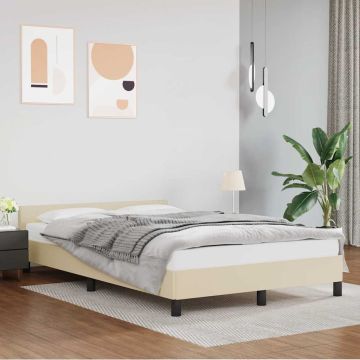 vidaXL Lovos rėmas su galvūgaliu be čiužinio, kreminės, 120x200cm