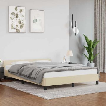 vidaXL Lovos rėmas su galvūgaliu be čiužinio, kreminės, 140x190cm
