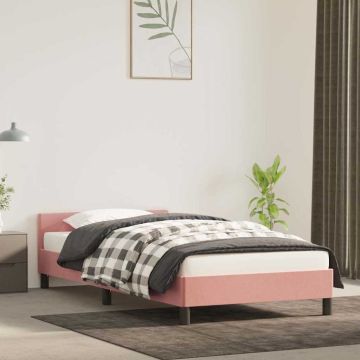 vidaXL Lovos rėmas su galvūgaliu be čiužinio, rožinės 80x200cm aksomas