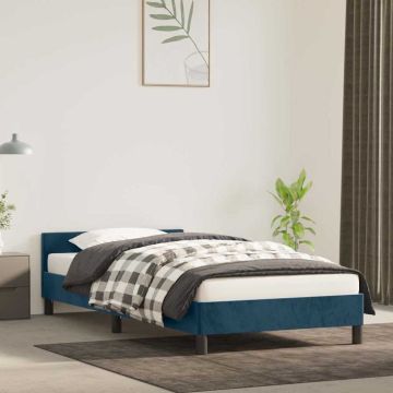vidaXL Lovos rėmas be čiužinio tamsiai mėlynas 90x190 cm aksomas