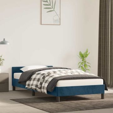 vidaXL Lovos rėmas be čiužinio tamsiai mėlynas 100x200 cm aksomas