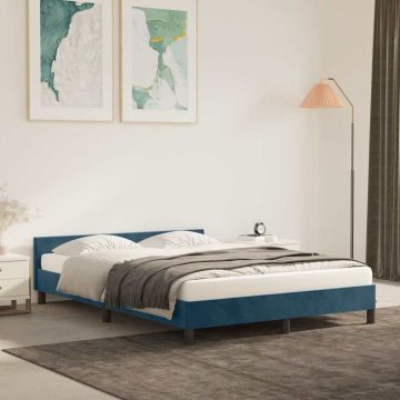 vidaXL Lovos rėmas be čiužinio tamsiai mėlynas 140x190 cm aksomas