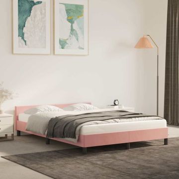 vidaXL lovos rėmas su galvūgaliu be čiužinio rožinis 140x190cm aksomas
