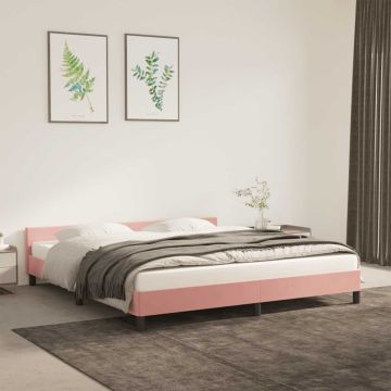 vidaXL lovos rėmas su galvūgaliu be čiužinio rožinis 180x200cm aksomas