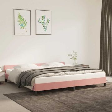 vidaXL lovos rėmas su galvūgaliu be čiužinio rožinis 200x200cm aksomas