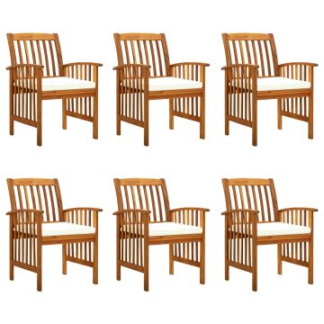 vidaXL Sodo valgomojo kėdės su pagalvėlėmis, 6vnt., akacijos masyvas