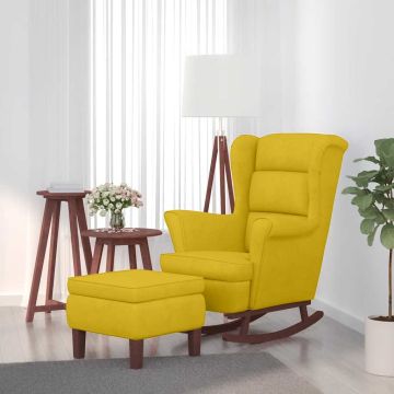 vidaXL supamoji kėdė su atlošu, geltonas aksomas medžio masyvas