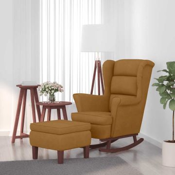 vidaXL supamoji kėdė su atlošu, rudas aksomas medžio masyvas