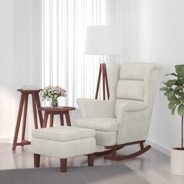 vidaXL supamoji kėdė su atlošu, kreminis aksomas medžio masyvas