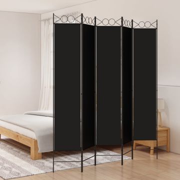 vidaXL Kambario pertvara, 5 dalių, juodos spalvos, 200x220cm, audinys