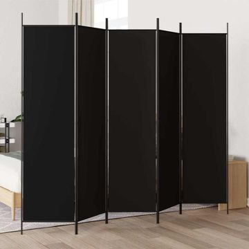 vidaXL Kambario pertvara, 5 dalių, juodos spalvos, 250x200cm, audinys