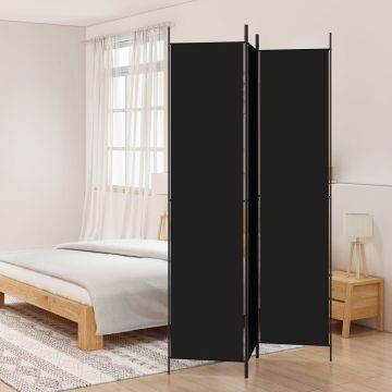 vidaXL Kambario pertvara, 3 dalių, juodos spalvos, 150x220cm, audinys