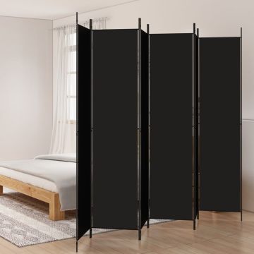 vidaXL Kambario pertvara, 6 dalių, juodos spalvos, 300x220cm, audinys