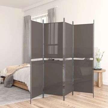 vidaXL Kambario pertvara, 4 dalių, antracito, 200x180cm, audinys