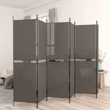 vidaXL Kambario pertvara, 6 dalių, antracito, 300x180cm, audinys