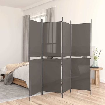 vidaXL Kambario pertvara, 4 dalių, antracito, 200x220cm, audinys