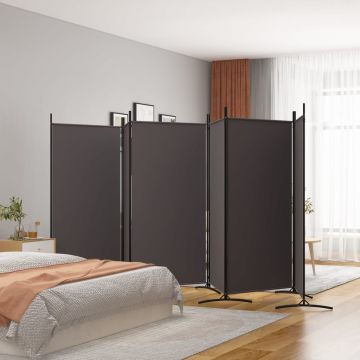 vidaXL Kambario pertvara, 6 dalių, rudos spalvos, 520x180cm, audinys