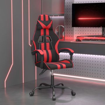 vidaXL Pasukama žaidimų kėdė, juodos ir raudonos spalvos, dirbtinė oda