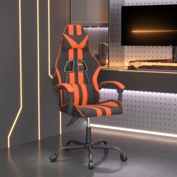 vidaXL Pasukama žaidimų kėdė, juodos/oranžinės spalvos, dirbtinė oda
