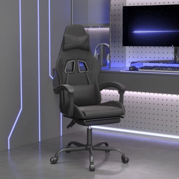 vidaXL Pasukama žaidimų kėdė su pakoja, juodos spalvos, dirbtinė oda