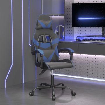vidaXL Pasukama žaidimų kėdė, juodos ir mėlynos spalvos, dirbtinė oda