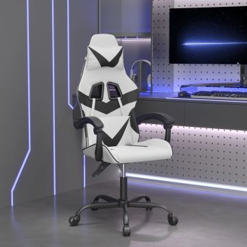vidaXL Pasukama žaidimų kėdė, baltos ir juodos spalvos, dirbtinė oda