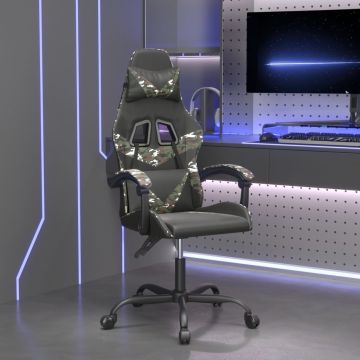 vidaXL Pasukama žaidimų kėdė, juoda ir kamufliažinė, dirbtinė oda