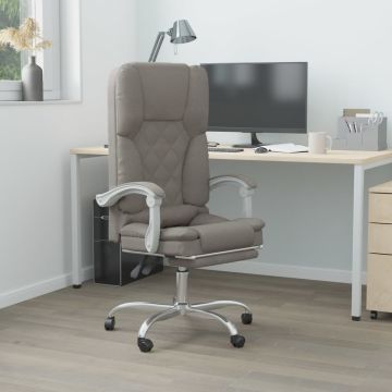vidaXL Atlošiama masažinė biuro kėdė, taupe spalvos, audinys