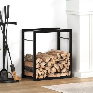vidaXL Stovas malkoms, matinės juodos spalvos, 50x28x56cm, plienas
