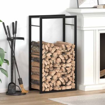 vidaXL Stovas malkoms, matinės juodos spalvos, 50x28x94cm, plienas