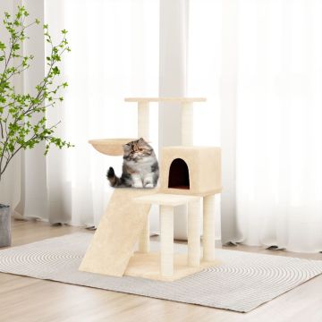 vidaXL Draskyklė katėms su stovais iš sizalio, kreminės spalvos, 82cm