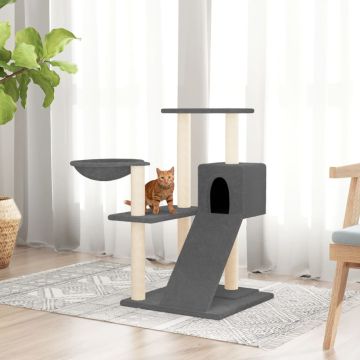 vidaXL Draskyklė katėms su stovais iš sizalio, tamsiai pilka, 82cm