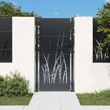 vidaXL Sodo vartai, antracito spalvos, 100x200 cm, plienas, žolės raštas