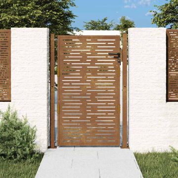 vidaXL Sodo vartai, 100x125 cm, Corten plienas, kvadratinis dizainas