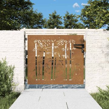 vidaXL Sodo vartai, 85x75 cm, Corten plienas, bambuko dizainas