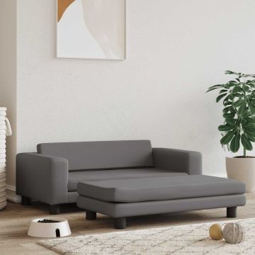 vidaXL Lova šunims su prailginimu, pilka, 100x50x30cm, dirbtinė oda
