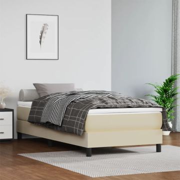 vidaXL Lovos rėmas su spyruoklėmis, kreminis, 90x200cm, dirbtinė oda