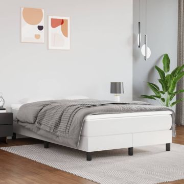 vidaXL Lovos rėmas su spyruoklėmis, baltos spalvos, 120x200cm, dirbtinė oda