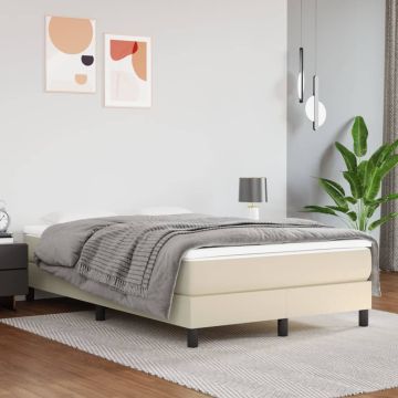 vidaXL Lovos rėmas su spyruoklėmis, kreminės spalvos, 120x200cm, dirbtinė oda