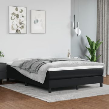 vidaXL Lovos rėmas su spyruoklėmis, juodos, 140x190cm, dirbtinė oda