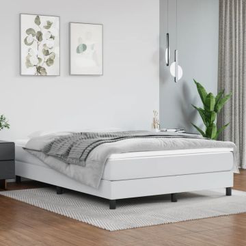 vidaXL Lovos rėmas su spyruoklėmis , baltos, 140x200cm, dirbtinė oda
