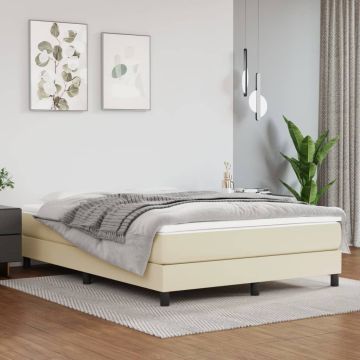 vidaXL Lovos rėmas su spyruoklėmis, kreminis, 140x200cm, dirbtinė oda