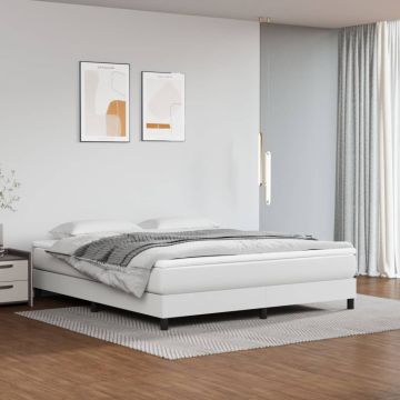vidaXL Lovos rėmas su spyruoklėmis, baltos, 160x200cm, dirbtinė oda