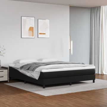 vidaXL Lovos rėmas su spyruoklėmis, juodos, 180x200cm, dirbtinė oda